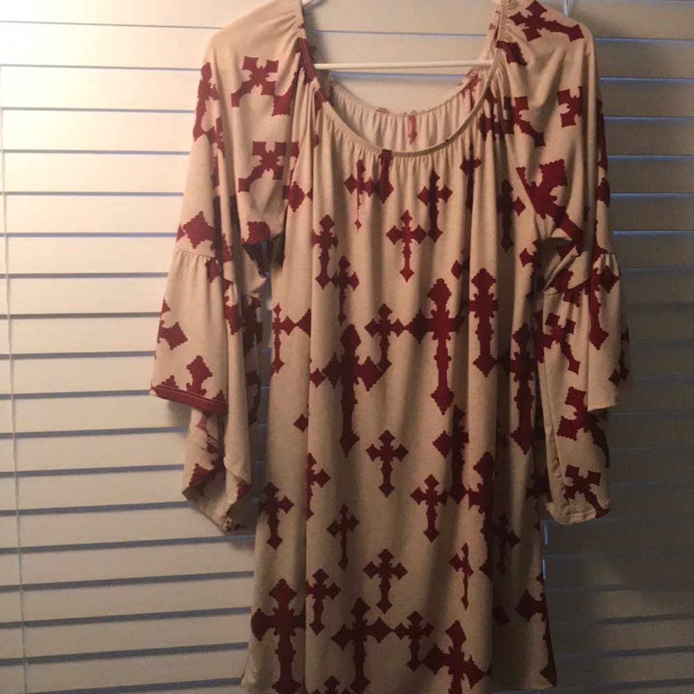 Boutique Maroon and cream Tunic